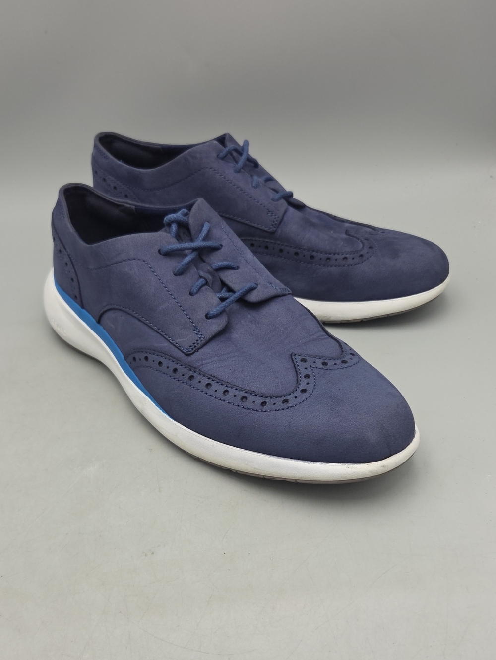 Cole Haan Grand Troy Wingtip Oxford Marine Blue White C33766 Mens Size 8 M